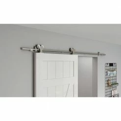 Colonial Elegance 78-3/4 in. x 3/4 in. Stainless Steel Urbano Rail Sliding Door Hardware Kit 11 Colonial Elegance 78-3/4 in. x 3/4 in. Stainless Steel Urbano Rail Sliding Door Hardware Kit -idh by St. Simons Sales stainless steel colonial elegance barn door hardware sl78ub bn ecom 4f 1000