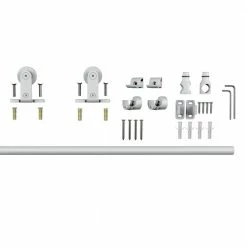 Colonial Elegance 78-3/4 in. x 1-9/16 in. White Steel Mini-Loft Tubular Rail Sandy Sliding Door Hardware Kit -idh by St. Simons Sales white colonial elegance barn door hardware sl78mr wt ecom 1f 1000