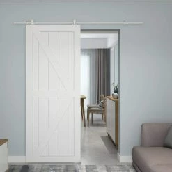 Colonial Elegance 78-3/4 in. x 1-9/16 in. White Steel Mini-Loft Tubular Rail Sandy Sliding Door Hardware Kit -idh by St. Simons Sales white colonial elegance barn door hardware sl78mr wt ecom 44 1000