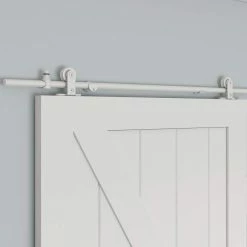 Colonial Elegance 78-3/4 in. x 1-9/16 in. White Steel Mini-Loft Tubular Rail Sandy Sliding Door Hardware Kit -idh by St. Simons Sales white colonial elegance barn door hardware sl78mr wt ecom c3 1000