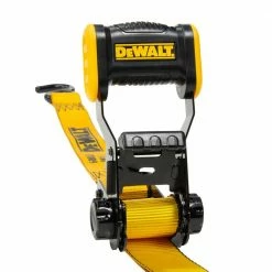 DEWALT 12 ft. x 1.25 in. Ratchet Tie Down Straps 1800 LB Break Strength (2-Pack) -idh by St. Simons Sales yellows golds dewalt ratchet straps dxbc18002 1f 1000