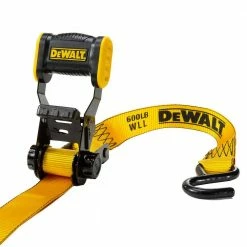 DEWALT 12 ft. x 1.25 in. Ratchet Tie Down Straps 1800 LB Break Strength (2-Pack) -idh by St. Simons Sales yellows golds dewalt ratchet straps dxbc18002 4f 1000