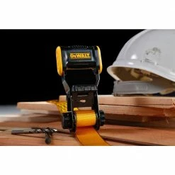 DEWALT 12 ft. x 1.25 in. Ratchet Tie Down Straps 1800 LB Break Strength (4-Pack) -idh by St. Simons Sales yellows golds dewalt ratchet straps dxbc18004 44 1000