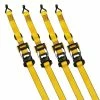 DEWALT 1.5 in. x 16 ft. Ratchet Tie Down Straps 3300 lbs. Break Strength (4-Pack) -idh by St. Simons Sales yellows golds dewalt ratchet straps dxbc33004 64 1000